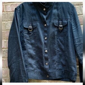 Willi Smith Black Linen Utility Jacket - Size 12